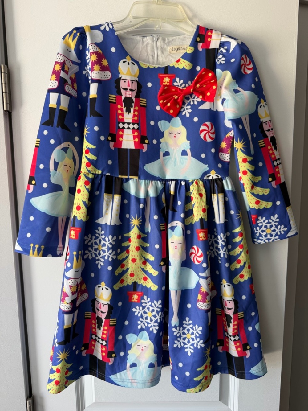 Girls' Nutcracker Holiday Dress - Blue with Red Bow NWOT